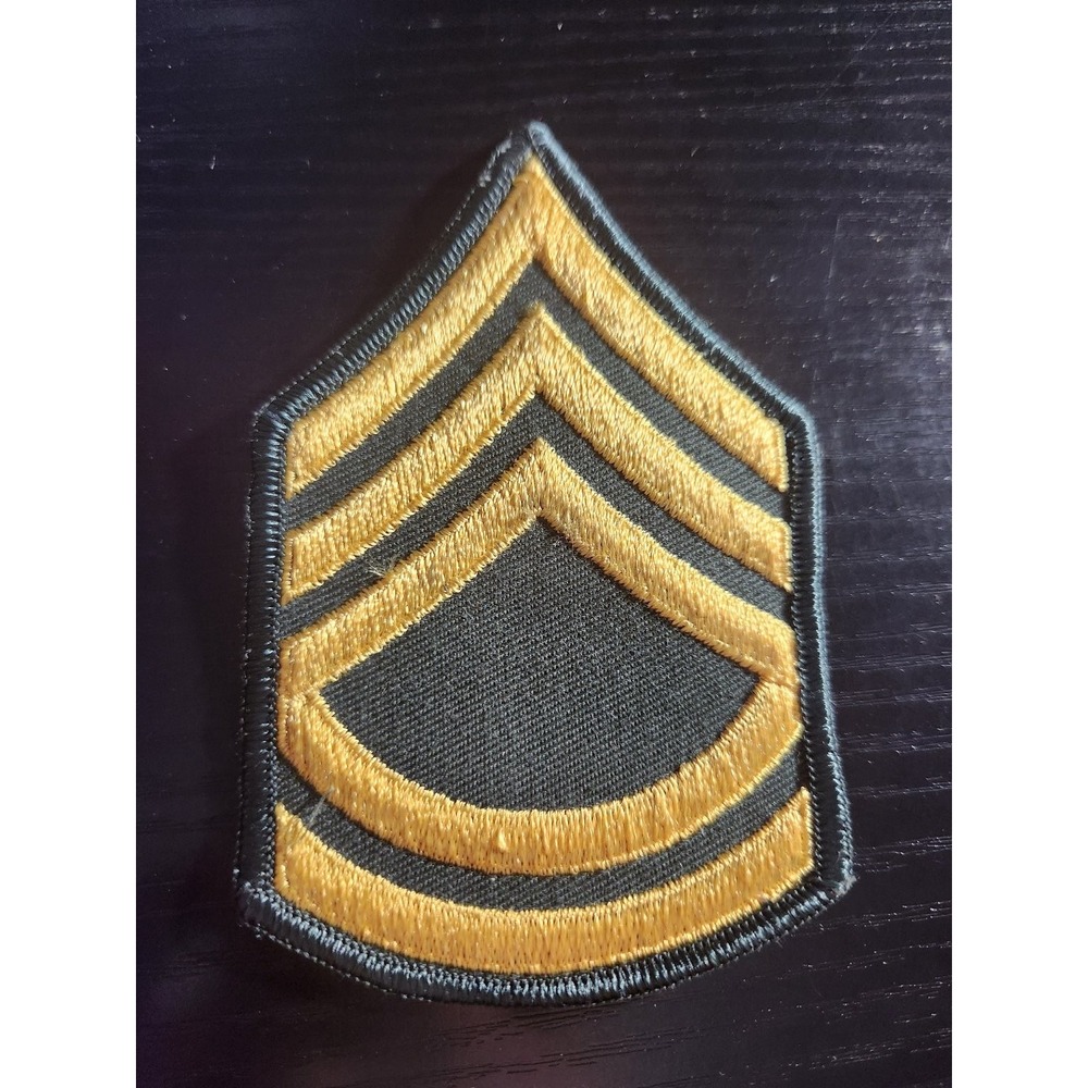 US Army Staff Sergeant Rank Patch Gold Chevron Stripes E-6 NCO Insignia